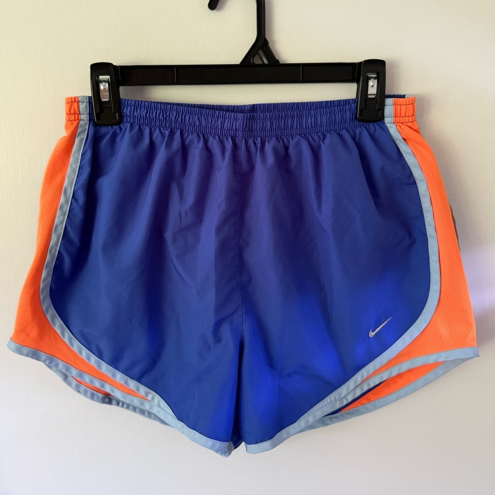 Nike Athletic Shorts Blue/Neon Orange Medium